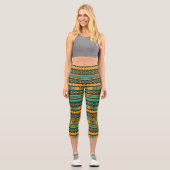 Green Ethnic Aztec Capri Leggings (Vorderseite)