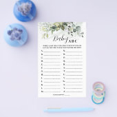 Green Eucalyptus Baby ABC Baby Shower Game Card Flyer (Einzeln)