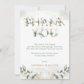 Green Eucalyptus Baby Dusche Danke Karte (Vorderseite)