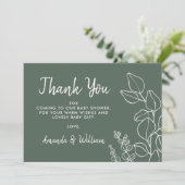 Green Eucalyptus Baby Dusche Danke Karte (Stehend Vorderseite)