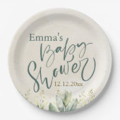 Green Eucalyptus Baby Dusche Pappteller (Vorderseite)