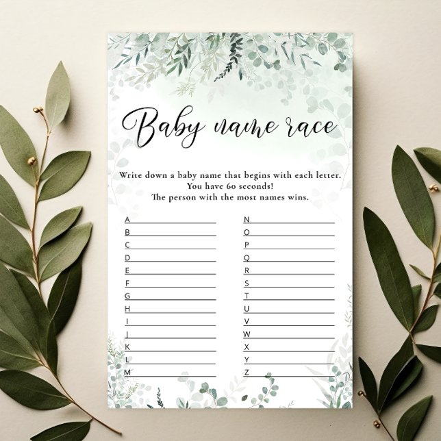 Green Eucalyptus Baby Name Race Game (Von Creator hochgeladen)