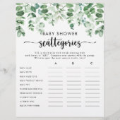 Green Eucalyptus Baby Shooting Scattegories Game (Vorderseite)