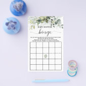 Green Eucalyptus Baby Shower Bingo Game Card Flyer (Einzeln)