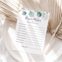 Green Eucalyptus Baby Shower Hopwers & Wish Card