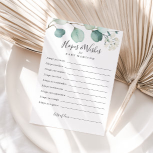 Green Eucalyptus Baby Shower Hopwers & Wish Card Postkarte
