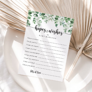 Green Eucalyptus Baby Shower Hopwers & Wish Card Postkarte