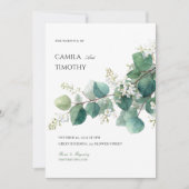 Green Eucalyptus Botanical Boho Watercolor Wedding Einladung (Vorderseite)