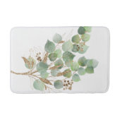 GREEN EUCALYPTUS BRANCH WHITE BATH MAT BADEMATTE (Vorderseite)