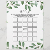 Green Eucalyptus Bridal Bingo, Brautparty Game (Vorderseite)
