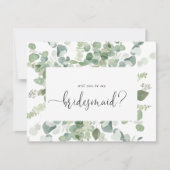 Green Eucalyptus Bridesmaid Vorschlag Note Card Mitteilungskarte (Vorderseite)