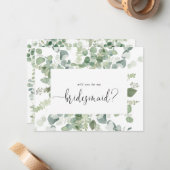 Green Eucalyptus Bridesmaid Vorschlag Note Card Mitteilungskarte (Vorderseite/Rückseite Beispiel)