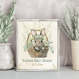 Green Eucalyptus Bunny Baby Dusche Poster
