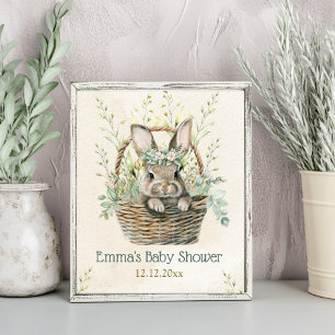 Green Eucalyptus Bunny Baby Dusche Poster