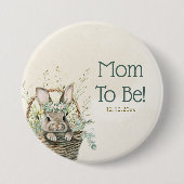 Green Eucalyptus Bunny Rabbit Baby Dusche Button (Vorderseite)