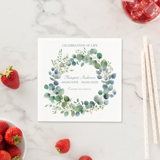 Green Eucalyptus Celebration of Life Serviette (Beispiel)