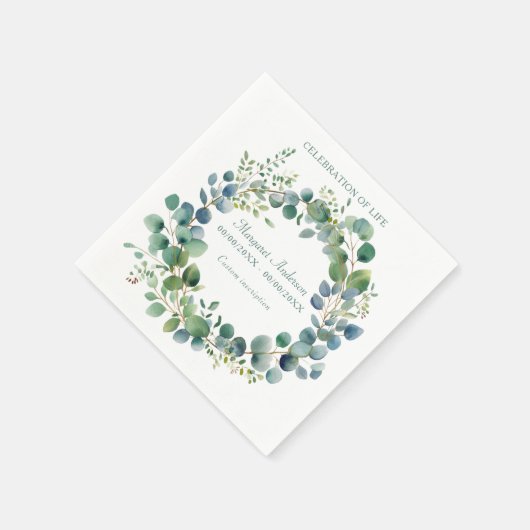 Green Eucalyptus Celebration of Life Serviette (Ecke)