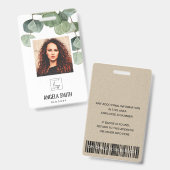 GREEN EUCALYPTUS EMPLOYEE FOTO BARCODE NAME AUSWEIS (Front & Back)