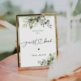 Green Eucalyptus Floral Guest Book Sign Sockelschild