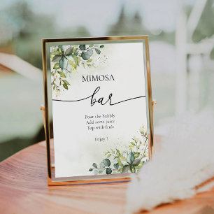 Green Eucalyptus Floral Mimosa Bar Sign Sockelschild