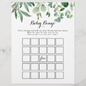 Green Eucalyptus Foliage Baby Bingo Duschspiel (Vorderseite)