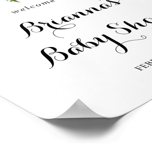 Green Eucalyptus Foliage Baby Dusche Willkommen Poster (Ecke)