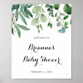 Green Eucalyptus Foliage Baby Dusche Willkommen Poster (Vorne)