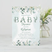 Green Eucalyptus Foliage Baby Shooter Einladung (Stehend Vorderseite)