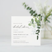 Green Eucalyptus Foliage Brautparty Einladung (Stehend Vorderseite)