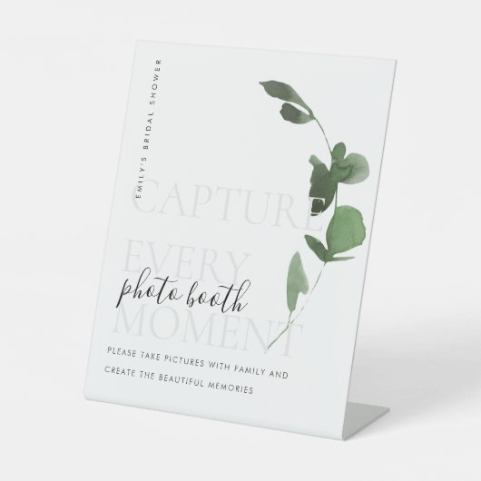 Green Eucalyptus Foliage Brautparty Foto Booth Sockelschild (Vorderseite)