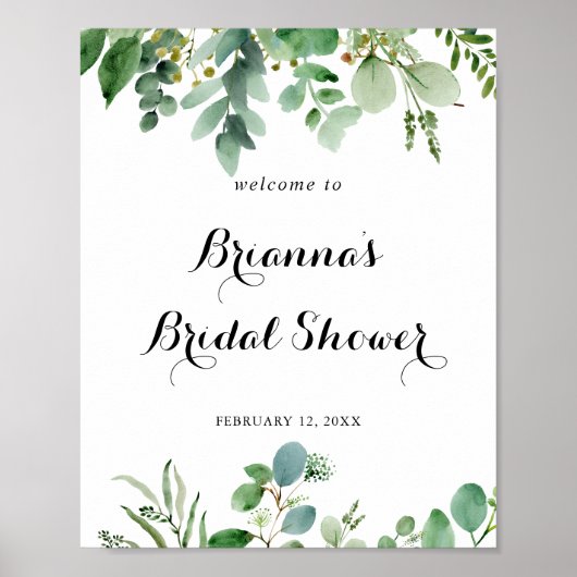 Green Eucalyptus Foliage Brautparty Willkommen Poster (Vorne)