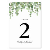 Green Eucalyptus Foliage Personalisierte Tischnumm Tischnummer (Rückseite)