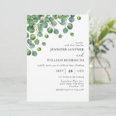 Green Eucalyptus Foliage Wedding Einladung (Stehend Vorderseite)