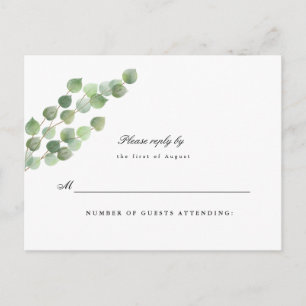 Green Eucalyptus Foliage Wedding Repcard Postkarte