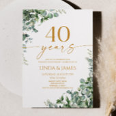 Green Eucalyptus Gold 40th Wedding Anniversary Einladung