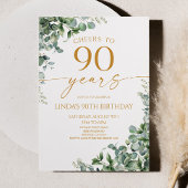 Green Eucalyptus Gold 90th Birthday Party Einladung