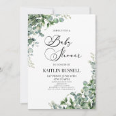 Green Eucalyptus Greenery Botanical Baby Shower Einladung (Vorderseite)