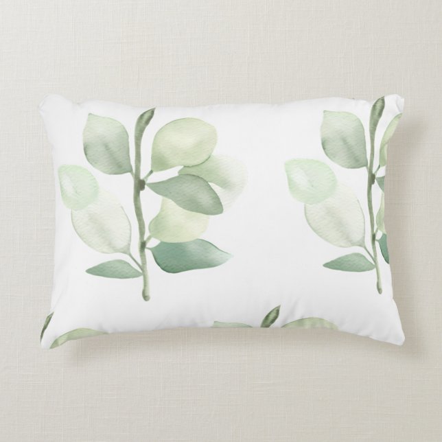 Green Eucalyptus Leaves,  delicate pastel decor Dekokissen (Vorderseite)