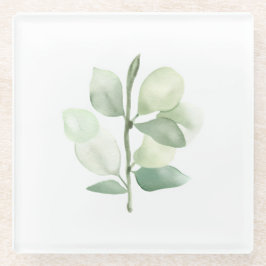 Green Eucalyptus Leaves,  delicate pastel decor Glasuntersetzer