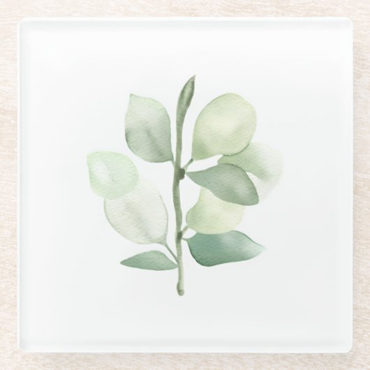 Green Eucalyptus Leaves,  delicate pastel decor Glasuntersetzer (Vorderseite)