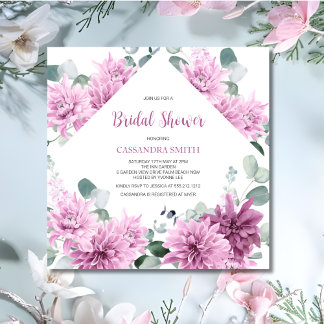 Green Eucalyptus Lila Dahlia Brautparty Einladung