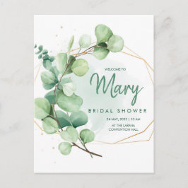 Green Eucalyptus Modernes Elegantes Brautparty Postkarte