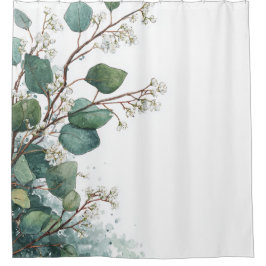Green Eucalyptus Pastel Floral Whimsical Botanical Duschvorhang