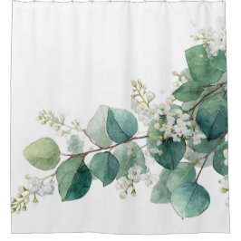 Green Eucalyptus Pastel Floral Whimsical Botanical Duschvorhang