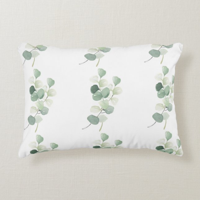 Green Eucalyptus Pastel Leaves Duvet Cover Dekokissen (Vorderseite)