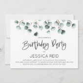Green Eucalyptus Pflanzen Themed Birthday Party Einladung (Vorderseite)