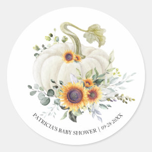 Green Eucalyptus Pumpkin Fall Baby Shower Class Runder Aufkleber