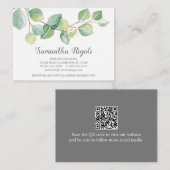 Green Eucalyptus QR Code Business Card Begleitkarte (Vorne/Hinten)