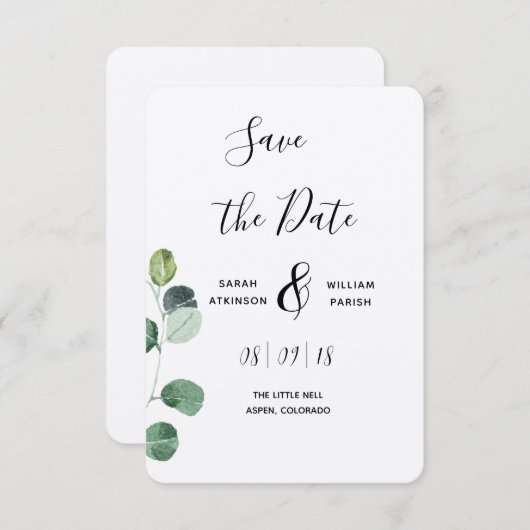 Green Eucalyptus Save the Date (Vorne/Hinten)