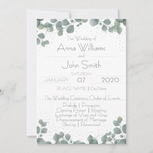 Green Eucalyptus Simple Boho Floral Einladung (Vorderseite)